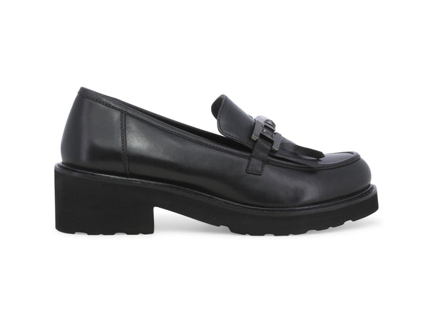 Melluso Mocassini Invernali con Morsetto Frangia in Pelle Nera 034318W-247152